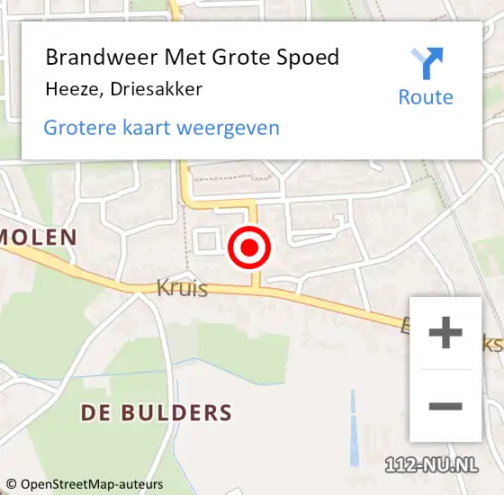 Locatie op kaart van de 112 melding: Brandweer Met Grote Spoed Naar Heeze, Driesakker op 23 oktober 2017 15:03