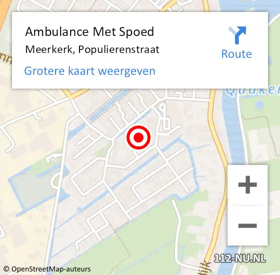 Locatie op kaart van de 112 melding: Ambulance Met Spoed Naar Meerkerk, Populierenstraat op 23 oktober 2017 15:07