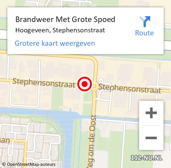 Locatie op kaart van de 112 melding: Brandweer Met Grote Spoed Naar Hoogeveen, Stephensonstraat op 23 oktober 2017 15:20