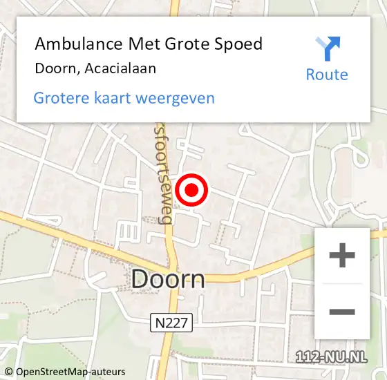 Locatie op kaart van de 112 melding: Ambulance Met Grote Spoed Naar Doorn, Acacialaan op 23 oktober 2017 15:25