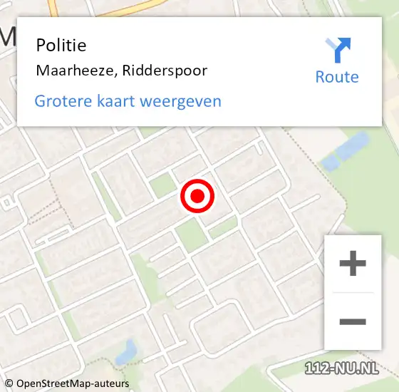 Locatie op kaart van de 112 melding: Politie Maarheeze, Ridderspoor op 23 oktober 2017 15:39