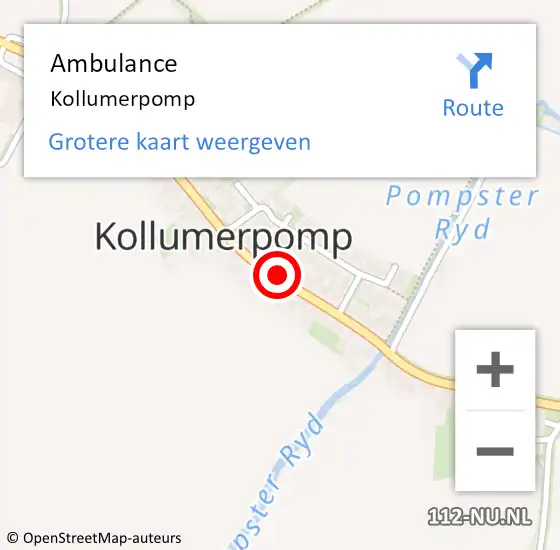 Locatie op kaart van de 112 melding: Ambulance Kollumerpomp op 23 oktober 2017 15:53