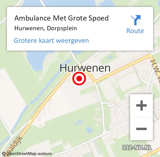 Locatie op kaart van de 112 melding: Ambulance Met Grote Spoed Naar Hurwenen, Dorpsplein op 21 september 2013 13:25