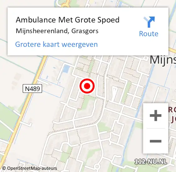 Locatie op kaart van de 112 melding: Ambulance Met Grote Spoed Naar Mijnsheerenland, Grasgors op 23 oktober 2017 17:03