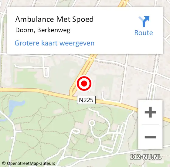 Locatie op kaart van de 112 melding: Ambulance Met Spoed Naar Doorn, Berkenweg op 23 oktober 2017 17:03