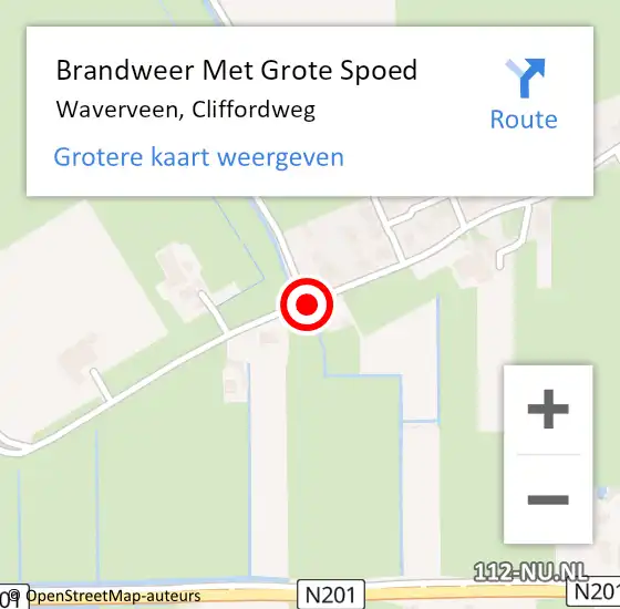 Locatie op kaart van de 112 melding: Brandweer Met Grote Spoed Naar Waverveen, Cliffordweg op 23 oktober 2017 17:14