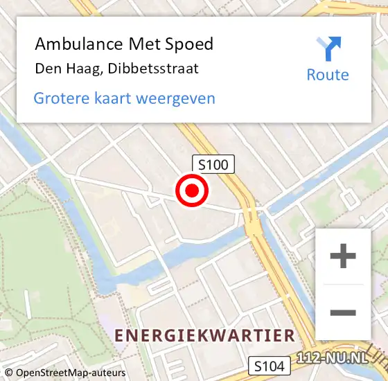 Locatie op kaart van de 112 melding: Ambulance Met Spoed Naar Den Haag, Dibbetsstraat op 23 oktober 2017 17:38