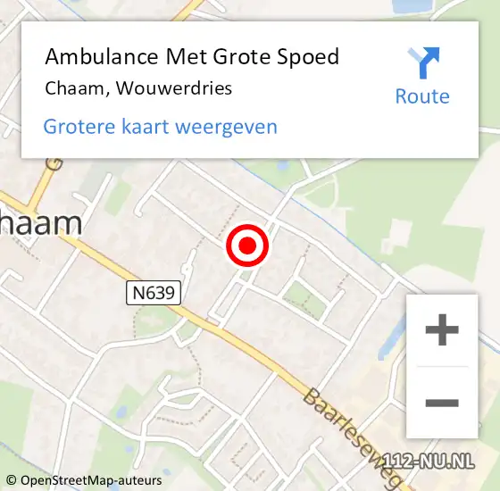 Locatie op kaart van de 112 melding: Ambulance Met Grote Spoed Naar Chaam, Wouwerdries op 23 oktober 2017 17:42