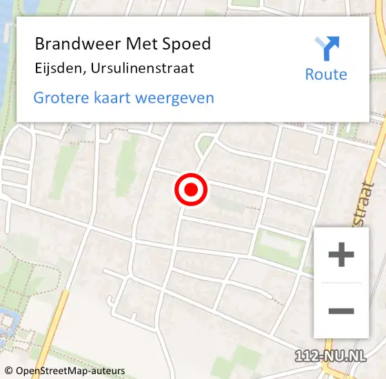 Locatie op kaart van de 112 melding: Brandweer Met Spoed Naar Eijsden, Ursulinenstraat op 23 oktober 2017 17:45