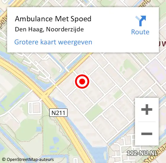 Locatie op kaart van de 112 melding: Ambulance Met Spoed Naar Den Haag, Noorderzijde op 23 oktober 2017 17:48