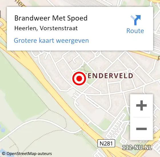 Locatie op kaart van de 112 melding: Brandweer Met Spoed Naar Heerlen, Vorstenstraat op 23 oktober 2017 18:22