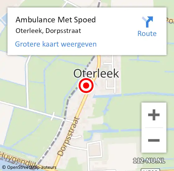 Locatie op kaart van de 112 melding: Ambulance Met Spoed Naar Oterleek, Dorpsstraat op 23 oktober 2017 18:27