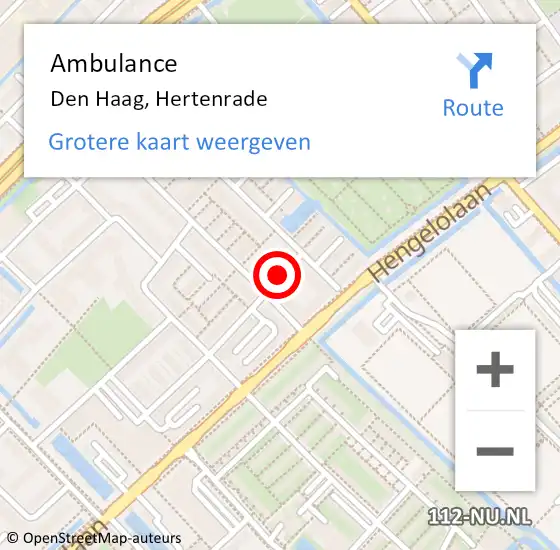 Locatie op kaart van de 112 melding: Ambulance Den Haag, Hertenrade op 23 oktober 2017 18:42