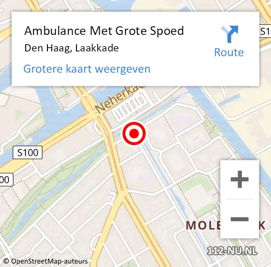 Locatie op kaart van de 112 melding: Ambulance Met Grote Spoed Naar Den Haag, Laakkade op 23 oktober 2017 18:53