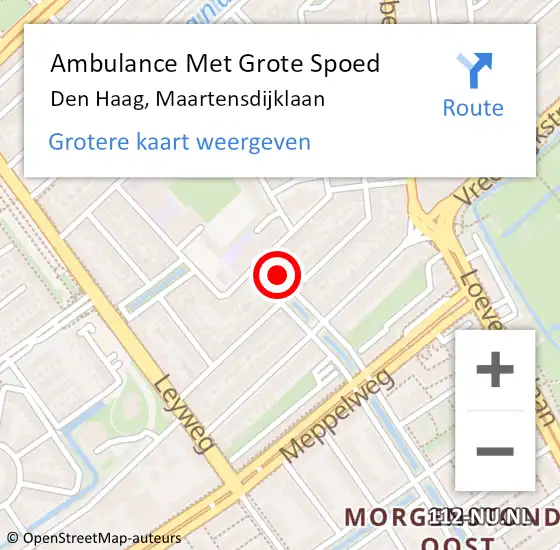 Locatie op kaart van de 112 melding: Ambulance Met Grote Spoed Naar Den Haag, Maartensdijklaan op 23 oktober 2017 18:54