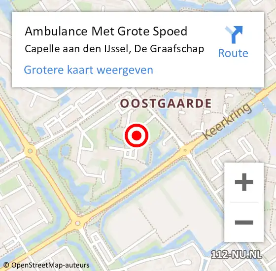 Locatie op kaart van de 112 melding: Ambulance Met Grote Spoed Naar Capelle aan den IJssel, De Graafschap op 23 oktober 2017 18:57