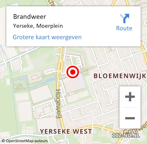 Locatie op kaart van de 112 melding: Brandweer Yerseke, Moerplein op 23 oktober 2017 19:29