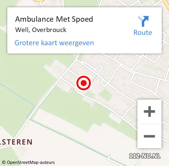 Locatie op kaart van de 112 melding: Ambulance Met Spoed Naar Well, Overbrouck op 5 februari 2014 03:24