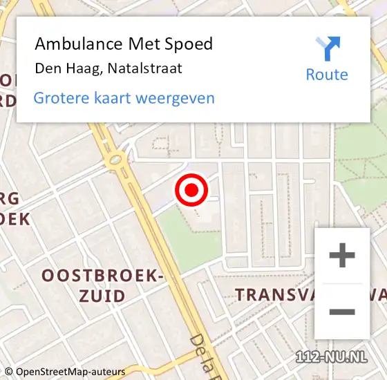 Locatie op kaart van de 112 melding: Ambulance Met Spoed Naar Den Haag, Natalstraat op 23 oktober 2017 20:30