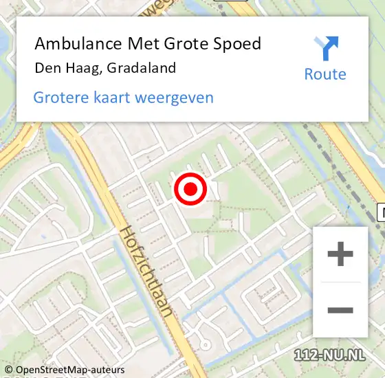 Locatie op kaart van de 112 melding: Ambulance Met Grote Spoed Naar Den Haag, Gradaland op 23 oktober 2017 20:47