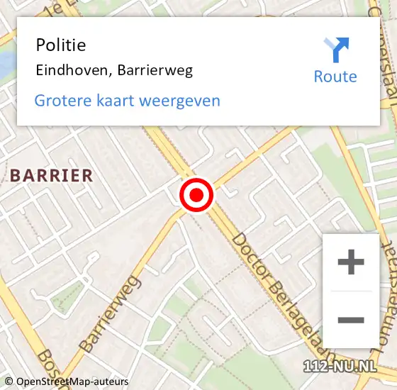 Locatie op kaart van de 112 melding: Politie Eindhoven, Barrierweg op 23 oktober 2017 20:48