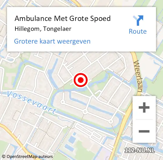 Locatie op kaart van de 112 melding: Ambulance Met Grote Spoed Naar Hillegom, Tongelaer op 23 oktober 2017 20:49