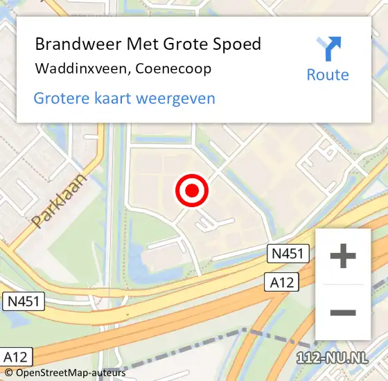 Locatie op kaart van de 112 melding: Brandweer Met Grote Spoed Naar Waddinxveen, Coenecoop op 5 februari 2014 03:46