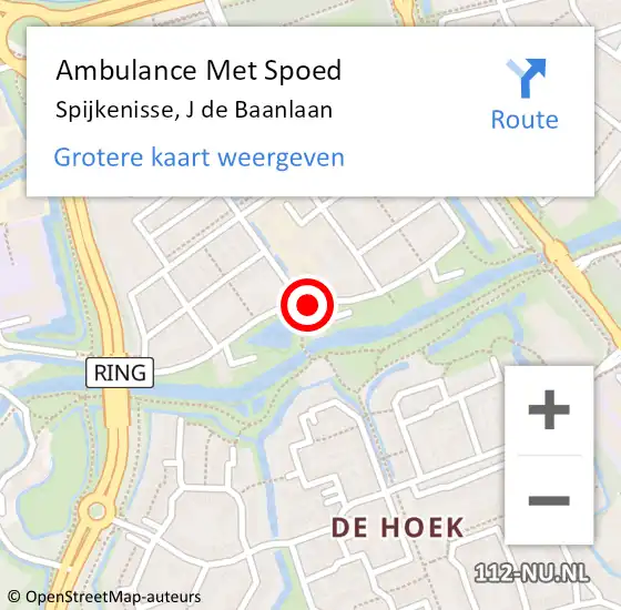 Locatie op kaart van de 112 melding: Ambulance Met Spoed Naar Spijkenisse, J de Baanlaan op 23 oktober 2017 22:10
