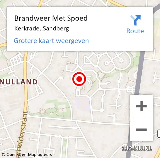 Locatie op kaart van de 112 melding: Brandweer Met Spoed Naar Kerkrade, Sandberg op 23 oktober 2017 22:36