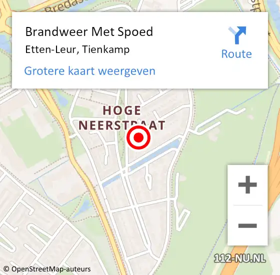 Locatie op kaart van de 112 melding: Brandweer Met Spoed Naar Etten-Leur, Tienkamp op 23 oktober 2017 22:48