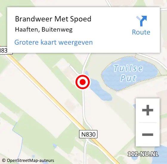 Locatie op kaart van de 112 melding: Brandweer Met Spoed Naar Haaften, Buitenweg op 23 oktober 2017 22:48