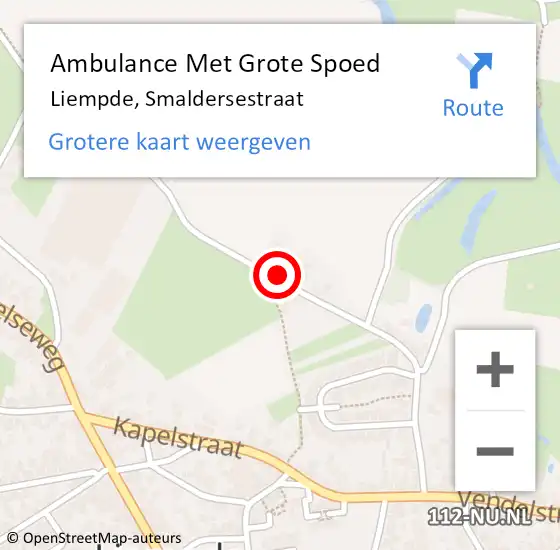 Locatie op kaart van de 112 melding: Ambulance Met Grote Spoed Naar Liempde, Smaldersestraat op 23 oktober 2017 23:25