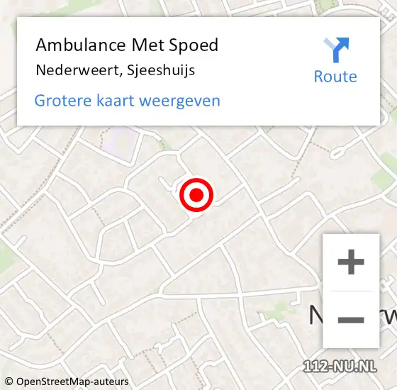 Locatie op kaart van de 112 melding: Ambulance Met Spoed Naar Nederweert, Sjeeshuijs op 5 februari 2014 05:09