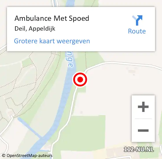 Locatie op kaart van de 112 melding: Ambulance Met Spoed Naar Deil, Appeldijk op 24 oktober 2017 03:55