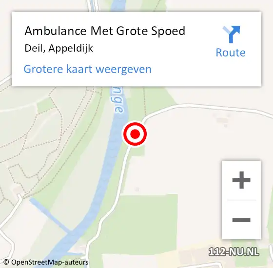 Locatie op kaart van de 112 melding: Ambulance Met Grote Spoed Naar Deil, Appeldijk op 24 oktober 2017 04:08