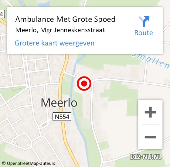 Locatie op kaart van de 112 melding: Ambulance Met Grote Spoed Naar Meerlo, Mgr Jenneskensstraat op 24 oktober 2017 05:04