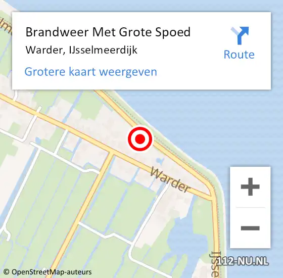 Locatie op kaart van de 112 melding: Brandweer Met Grote Spoed Naar Warder, IJsselmeerdijk op 24 oktober 2017 05:15