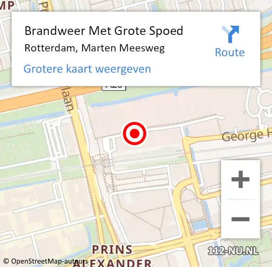 Locatie op kaart van de 112 melding: Brandweer Met Grote Spoed Naar Rotterdam, Marten Meesweg op 24 oktober 2017 06:07