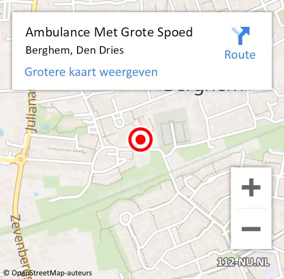 Locatie op kaart van de 112 melding: Ambulance Met Grote Spoed Naar Berghem, Den Dries op 24 oktober 2017 07:07