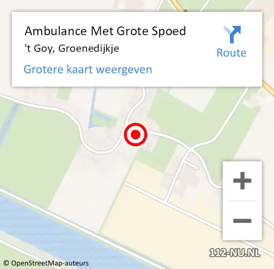 Locatie op kaart van de 112 melding: Ambulance Met Grote Spoed Naar 't Goy, Groenedijkje op 24 oktober 2017 07:08