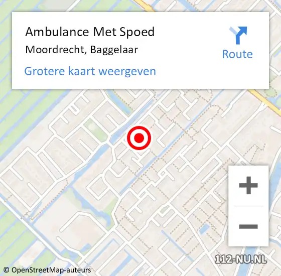 Locatie op kaart van de 112 melding: Ambulance Met Spoed Naar Moordrecht, Baggelaar op 24 oktober 2017 07:24