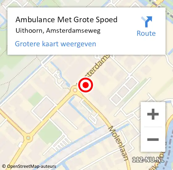 Locatie op kaart van de 112 melding: Ambulance Met Grote Spoed Naar Uithoorn, Amsterdamseweg op 24 oktober 2017 07:26