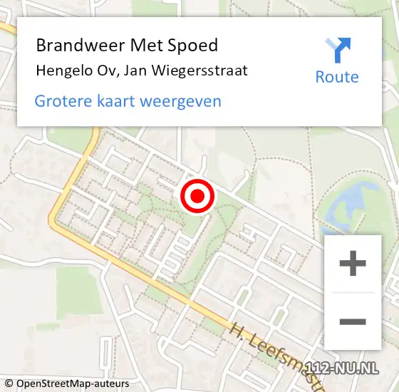 Locatie op kaart van de 112 melding: Brandweer Met Spoed Naar Hengelo Ov, Jan Wiegersstraat op 24 oktober 2017 07:41