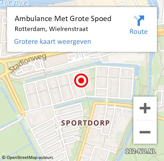 Locatie op kaart van de 112 melding: Ambulance Met Grote Spoed Naar Rotterdam, Wielrenstraat op 24 oktober 2017 07:45