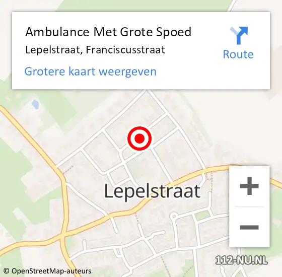 Locatie op kaart van de 112 melding: Ambulance Met Grote Spoed Naar Lepelstraat, Franciscusstraat op 24 oktober 2017 07:46