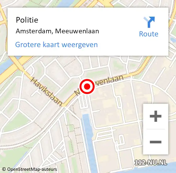 Locatie op kaart van de 112 melding: Politie Amsterdam, Meeuwenlaan op 24 oktober 2017 07:59
