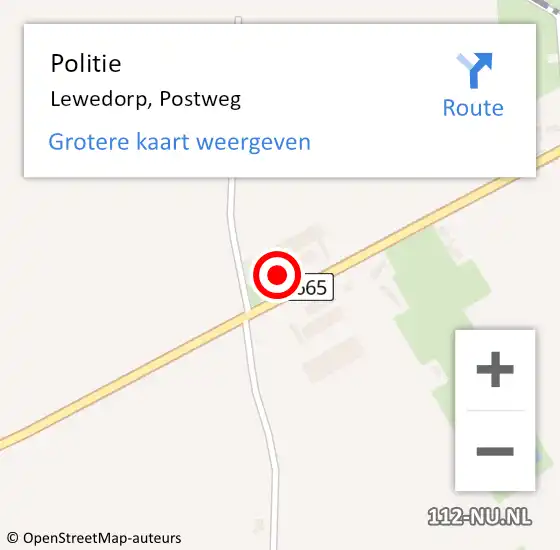 Locatie op kaart van de 112 melding: Politie Lewedorp, Postweg op 24 oktober 2017 08:03