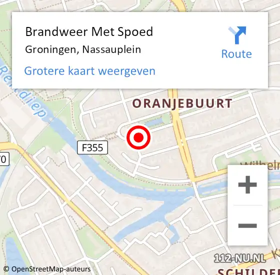 Locatie op kaart van de 112 melding: Brandweer Met Spoed Naar Groningen, Nassauplein op 24 oktober 2017 08:28