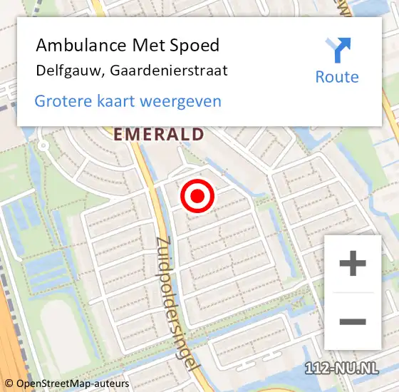 Locatie op kaart van de 112 melding: Ambulance Met Spoed Naar Delfgauw, Gaardenierstraat op 24 oktober 2017 08:39