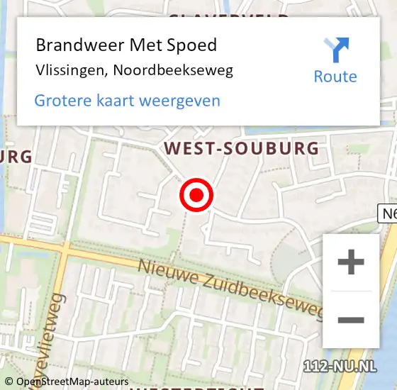 Locatie op kaart van de 112 melding: Brandweer Met Spoed Naar Vlissingen, Noordbeekseweg op 24 oktober 2017 09:02